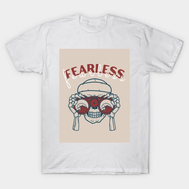 Fearless Skull With Binoculars T-Shirt by kriitiika